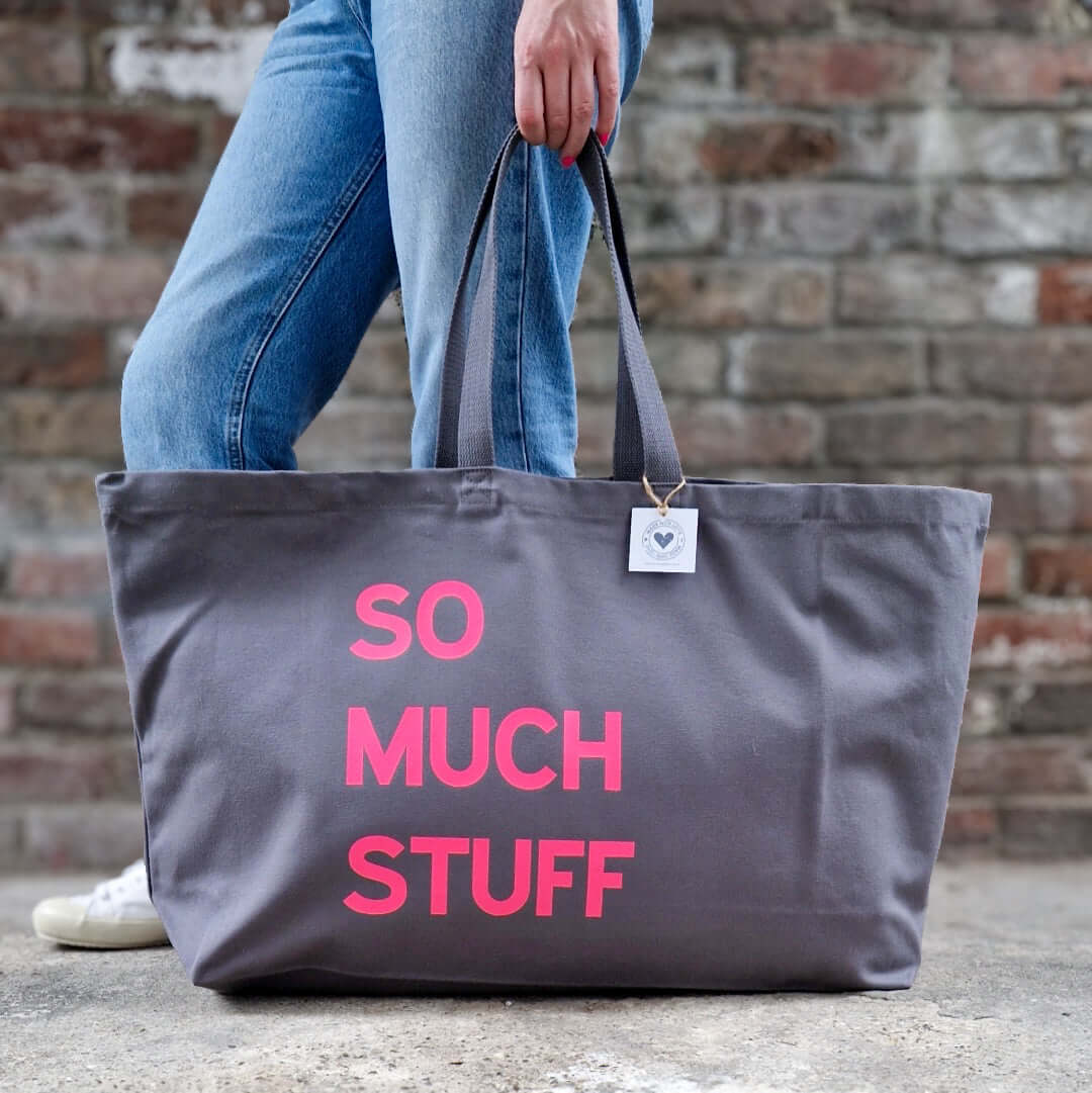 Personalised Oversized tote bag. So much Stuff. Oversized bag. Different colours available