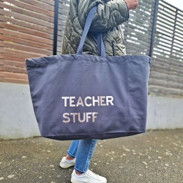 Custom Extra-Large Tote Bag – "Teacher's Stuff" Design | Personalised Oversized Canvas Bag with Any Text