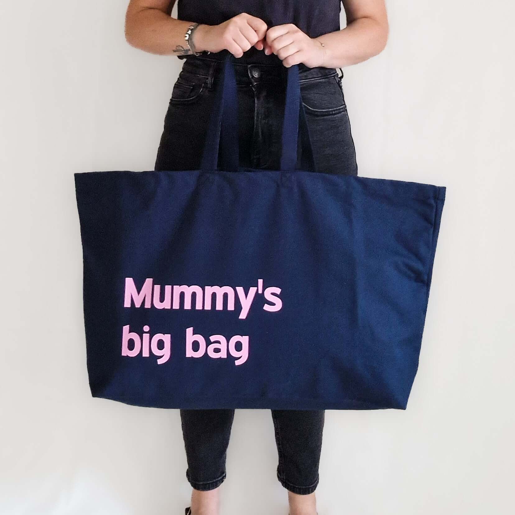 Custom Extra-Large Tote Bag – "Mummy's Big Bag" Design | Personalised Oversized Canvas Bag with Any Text