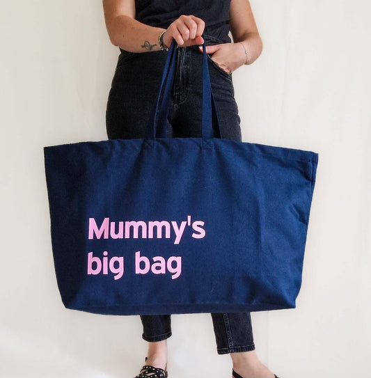 Custom Extra-Large Tote Bag – "Mummy's Big Bag" Design | Personalised Oversized Canvas Bag with Any Text