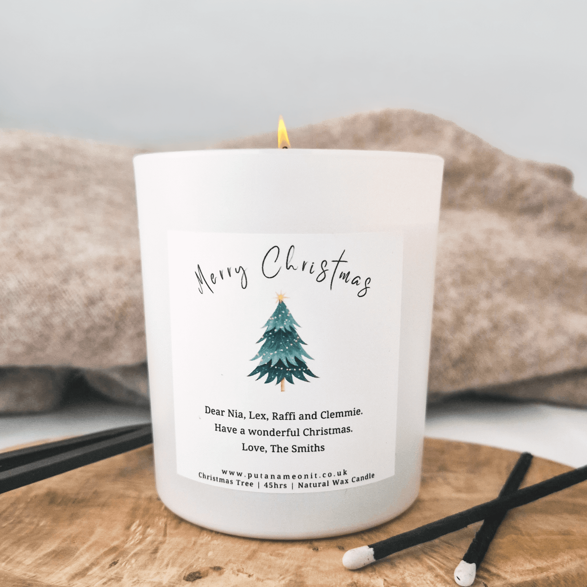 Personalised Message Christmas Candle. Thoughtful Christmas Gift