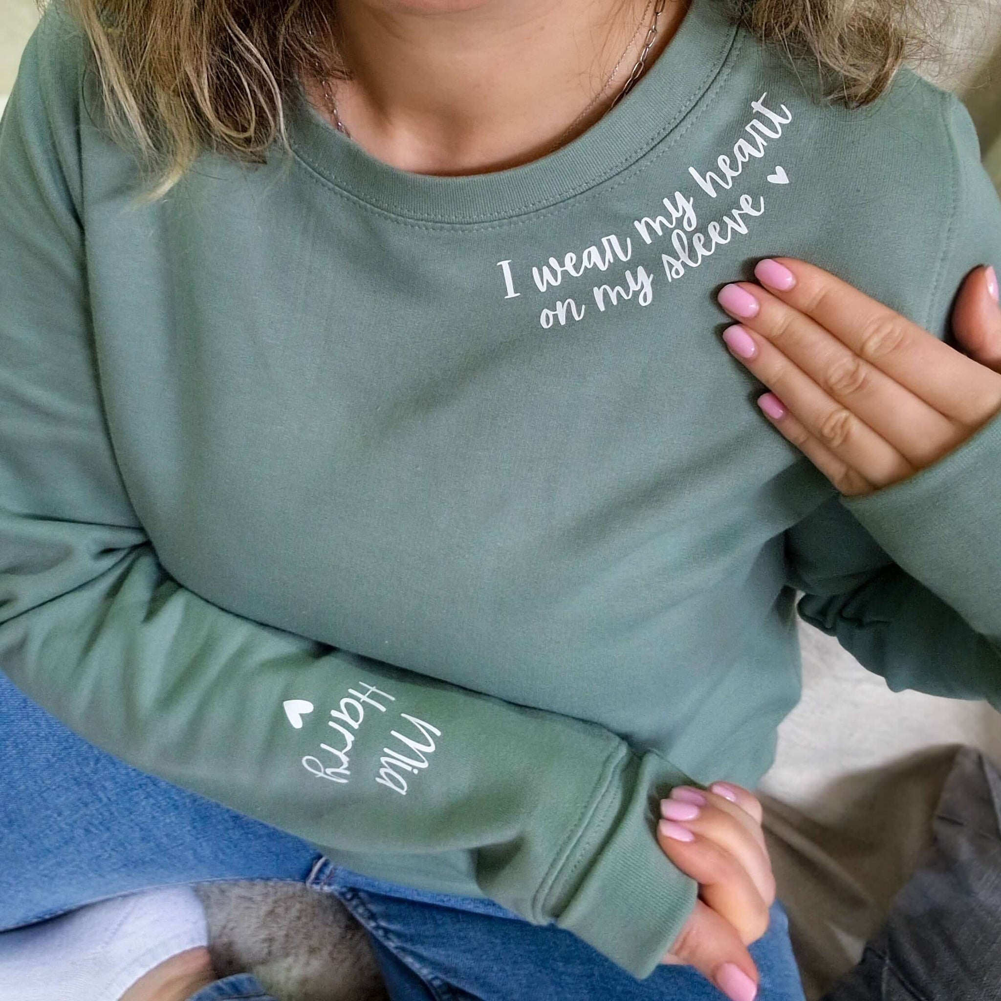 I Wear My Heart On My Sleeve Personalised Sweatshirt.