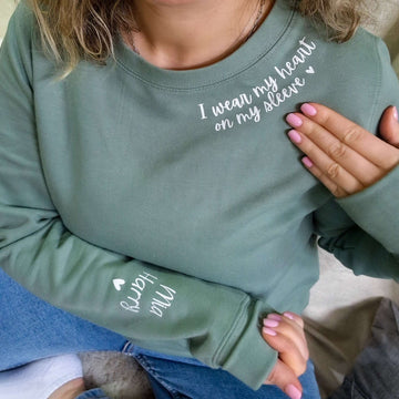 I Wear My Heart On My Sleeve Personalised Sweatshirt.