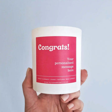 Custom Text Candle. Congrats