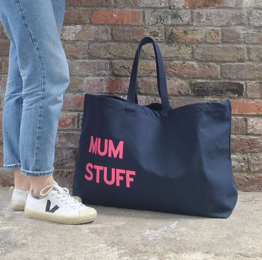 Oversized tote bag. Custom text tote. Mum Stuff. Extra Large Tote